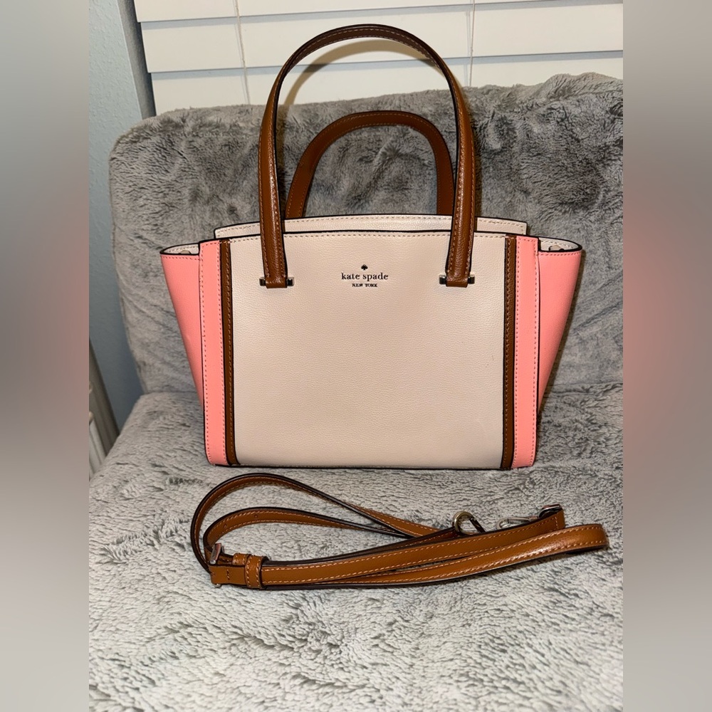 Kate Spade Coral, Brown, and Beige Hang Bag/Purse